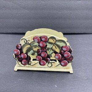 VTG Napkin Holder Cast‎ Iron Grapes Wine Y2K Grapevines Purple Green 1lb 12oz